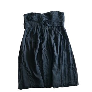 J Crew Black Taryn Silk Chiffon Strapless Mini Dress